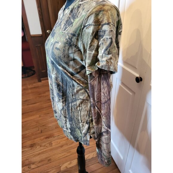 Tree Camo Long Sleeve Layered Tee Sheer Sleeve S Gorpcore Grunge Outdoors Nature - Picture 6 of 7